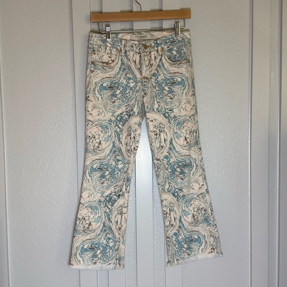 Liverpool Los Angeles Hannah Crop Flare Marble Print Jeans Size 2 - Picture 2 of 11